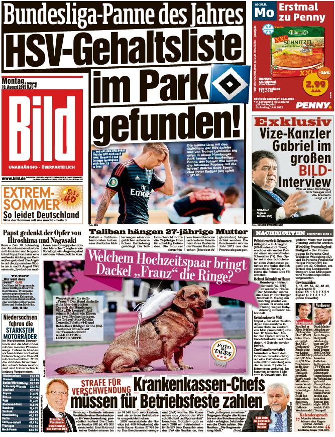BILD Zeitung 10.08.2015