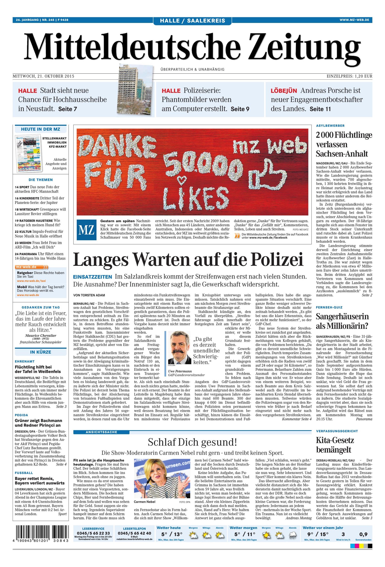 Mitteldeutsche Zeitung 21.10.2015