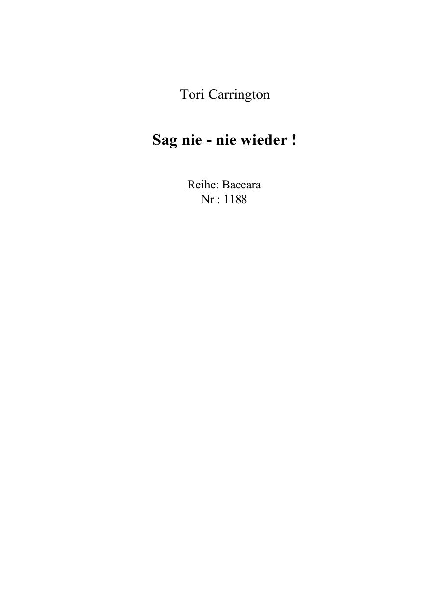 Sag nie, nie wieder