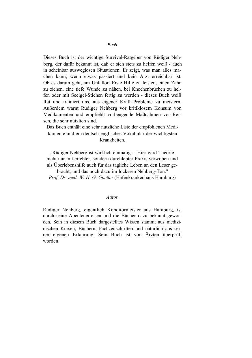 Rüdiger Nehberg - Medizin Survival